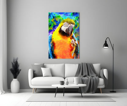 Painted Macaw Colorful Portrait Glass Wall Art