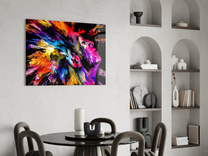 Rainbow Paint Burst Profile Facing Up Glass Wall Art