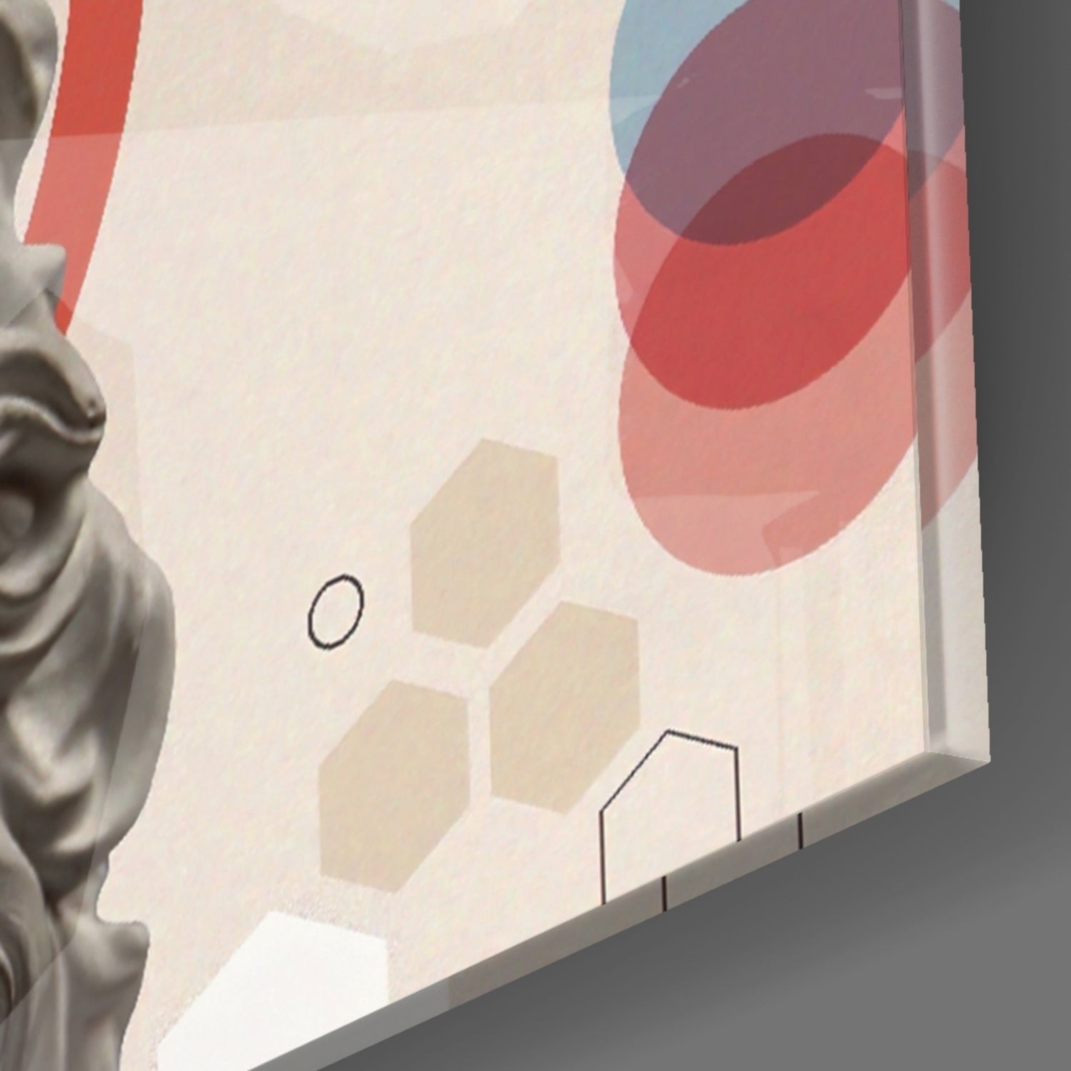 Orange Rings Apollo Bust Glass Wall Art