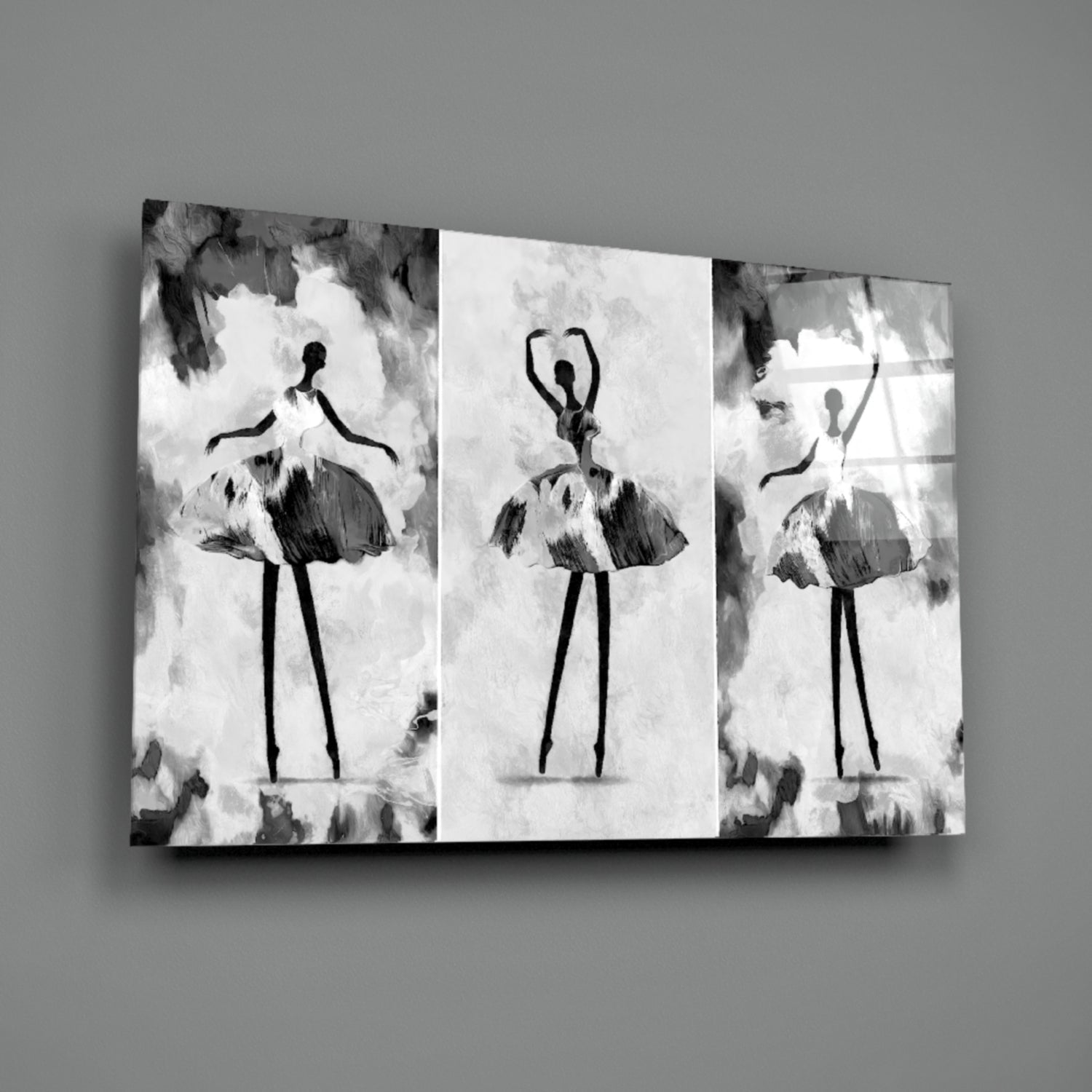 Three Panel Ballerina Sketch Glass Wall Art