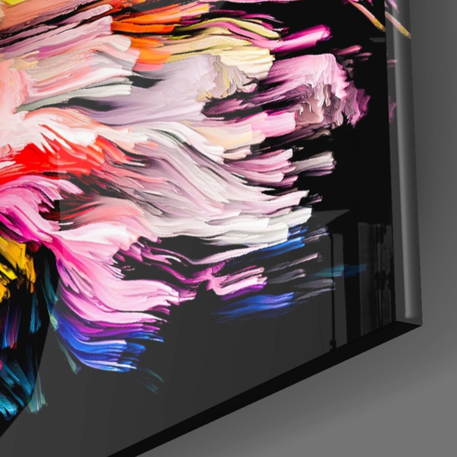 Rainbow Paint Stroke Falcon Glass Wall Art