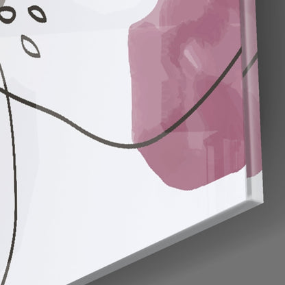 Boho Line Art Flower Glass Wall Art