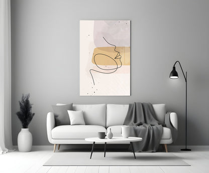 Lavender Gold Line Art Face Glass Wall Art