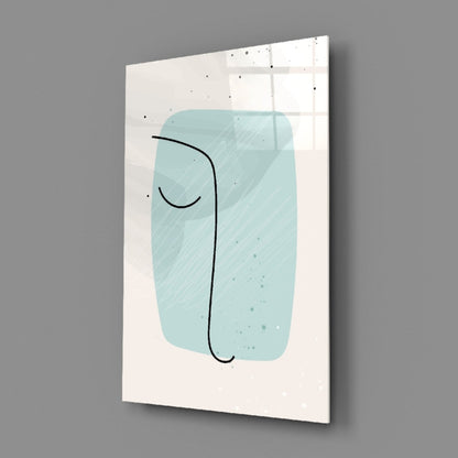 Mint Blob Minimal Line Face Glass Wall Art