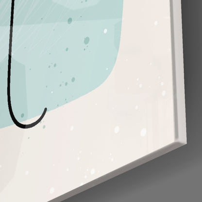 Mint Blob Minimal Line Face Glass Wall Art