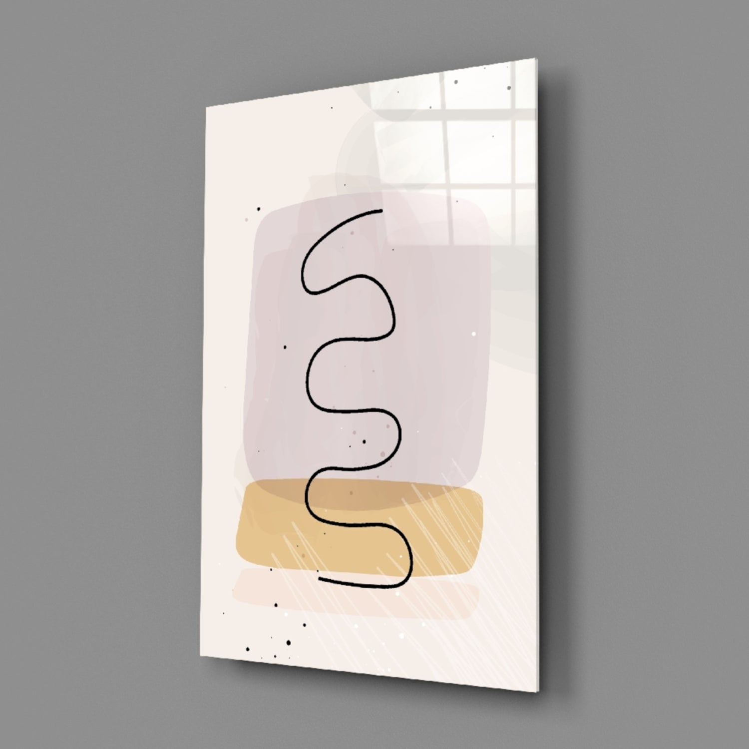 Lavender Mustard Squiggle Line Glass Wall Art