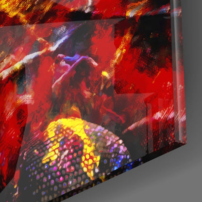 Vibrant Paint Splash Iguana Portrait Glass Wall Art