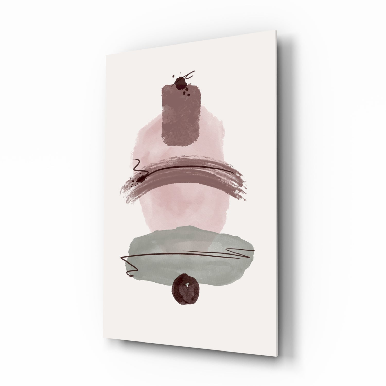 Mauve Pink Sage Stacked Blobs Glass Wall Art