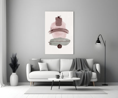 Mauve Pink Sage Stacked Blobs Glass Wall Art