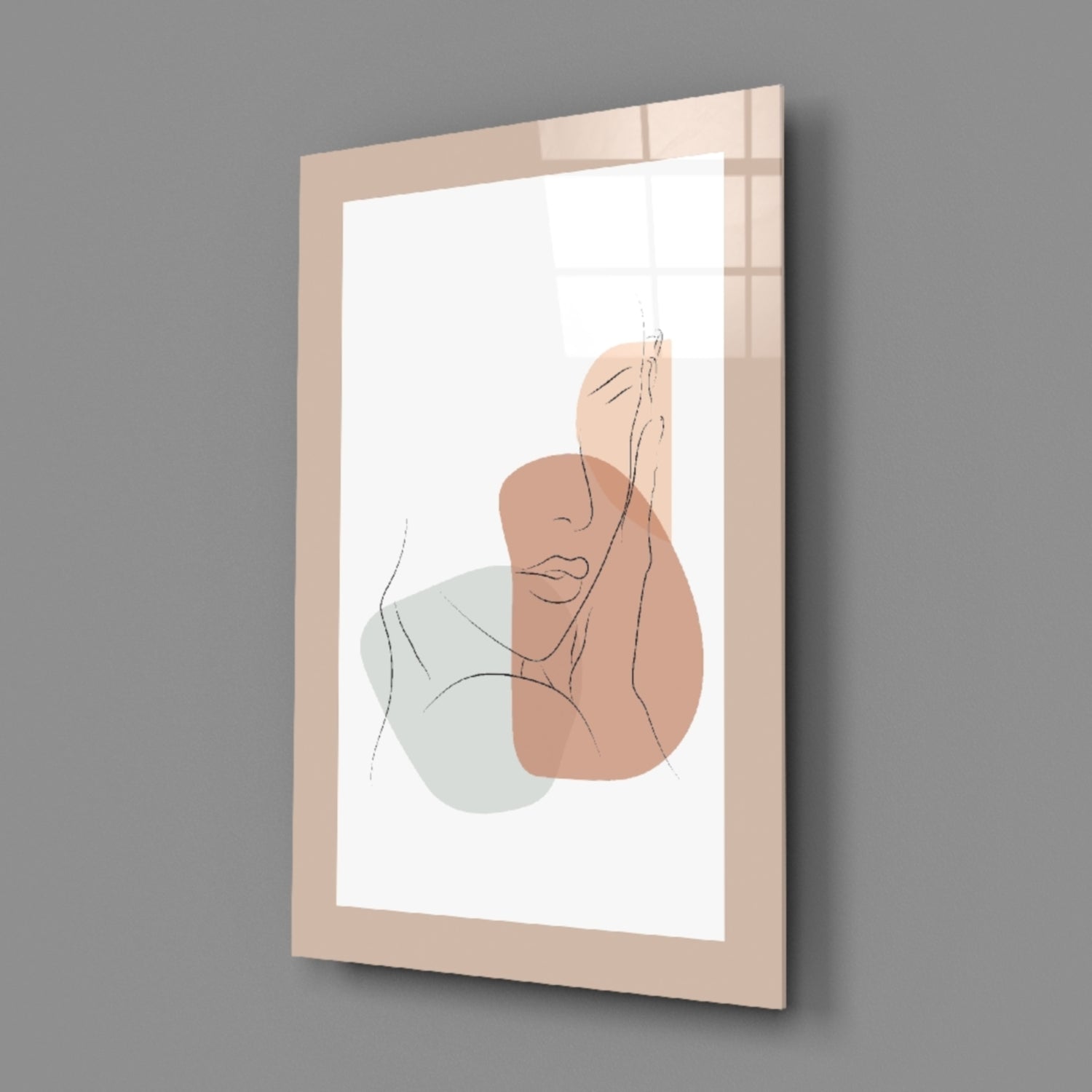 Blush Terracotta Line Face Glass Wall Art