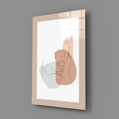 Blush Terracotta Line Face Glass Wall Art