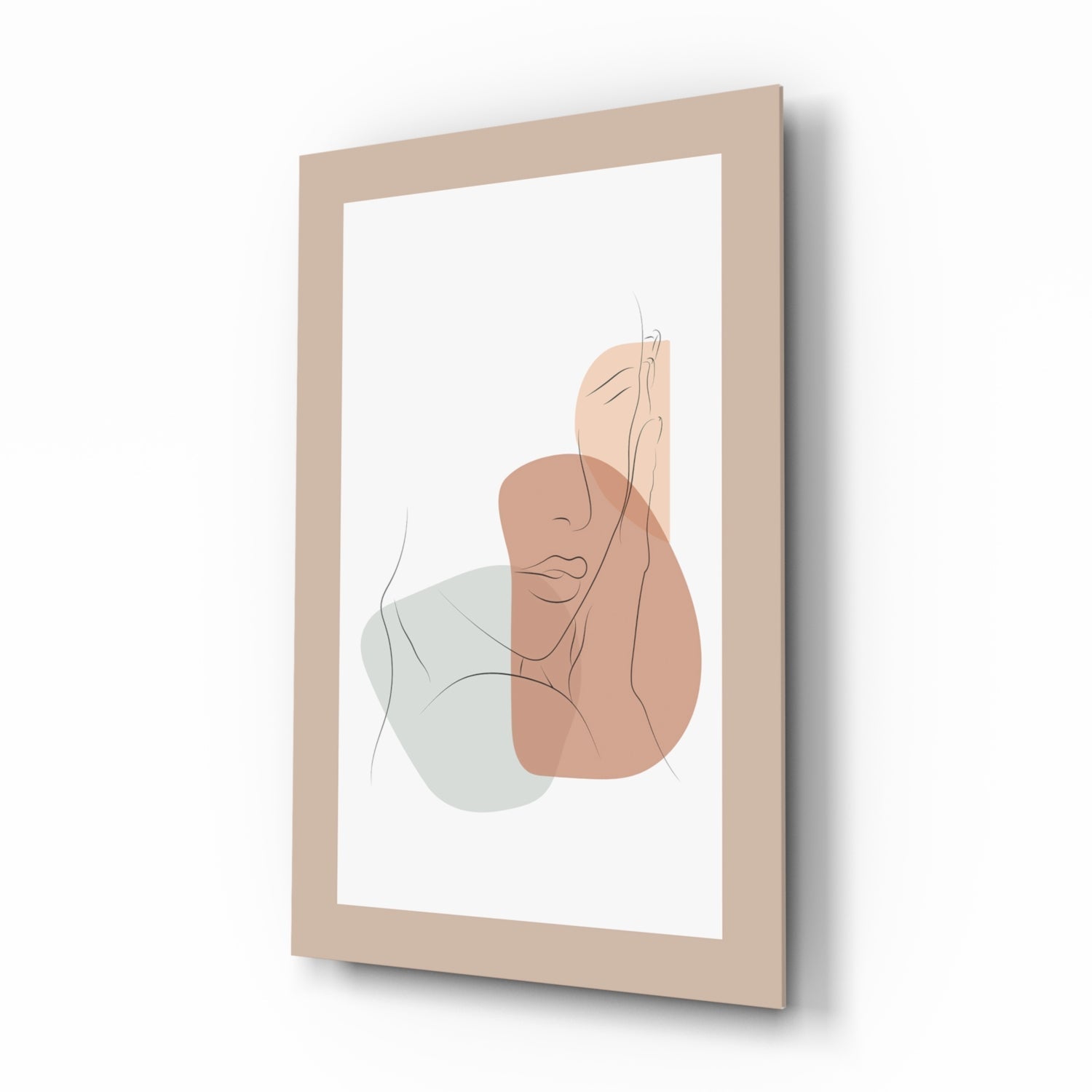 Blush Terracotta Line Face Glass Wall Art