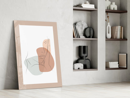 Blush Terracotta Line Face Glass Wall Art