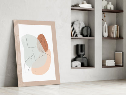 Sage Terracotta Line Art Woman Glass Wall Art