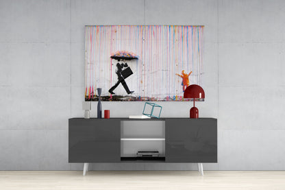 Color of Rain Street Stencil Glass Wall Art