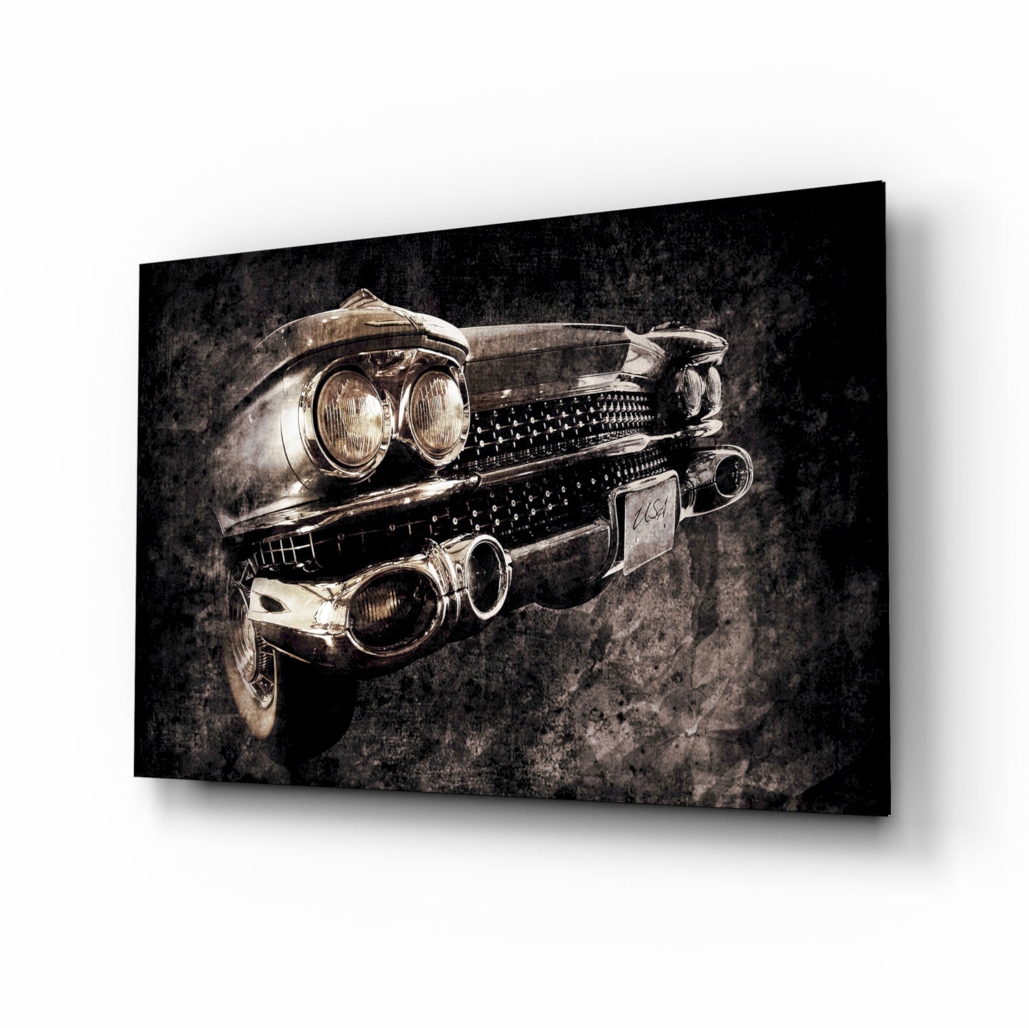 Vintage Chrome Car Grille Smoke Glass Wall Art