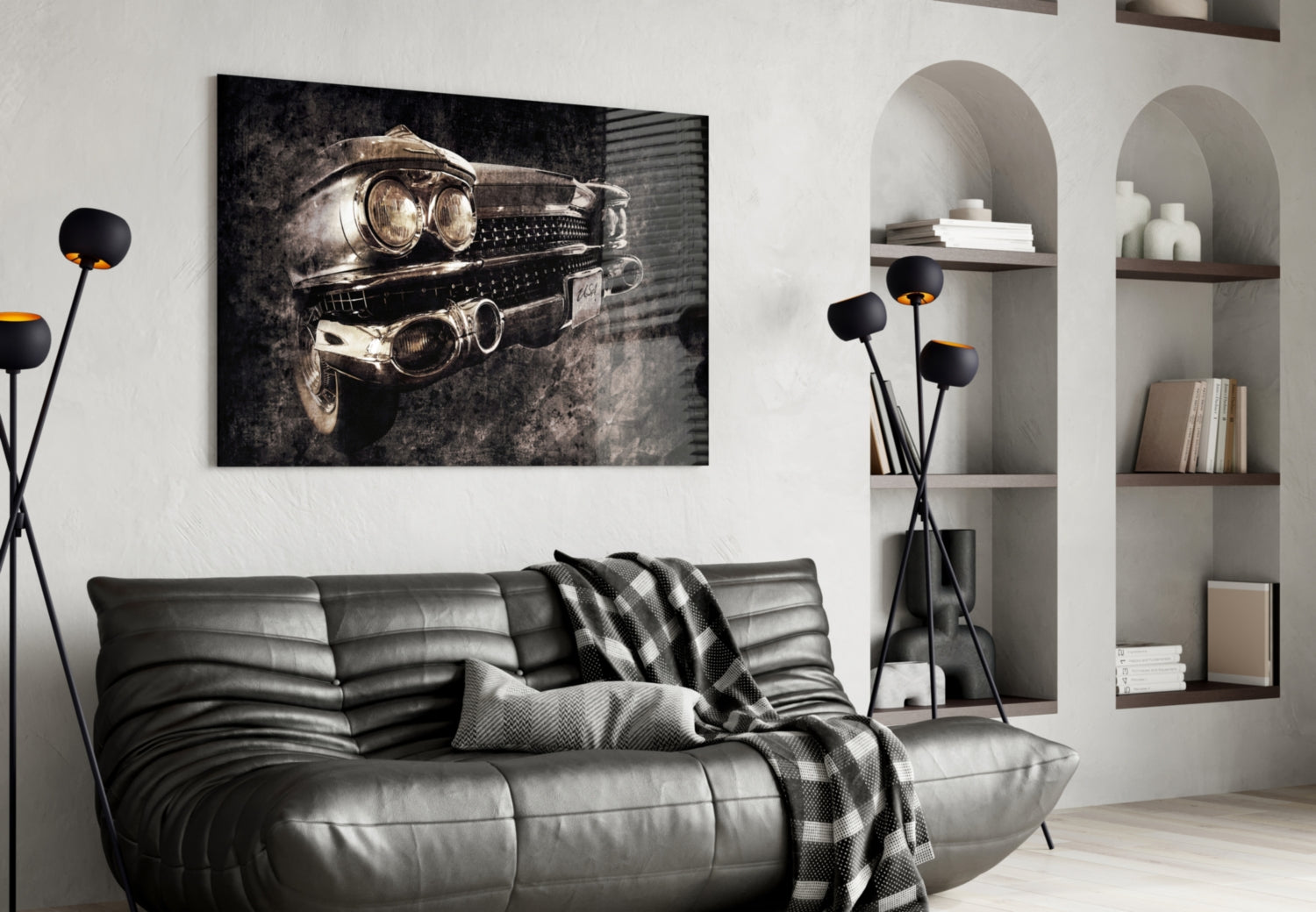 Vintage Chrome Car Grille Smoke Glass Wall Art