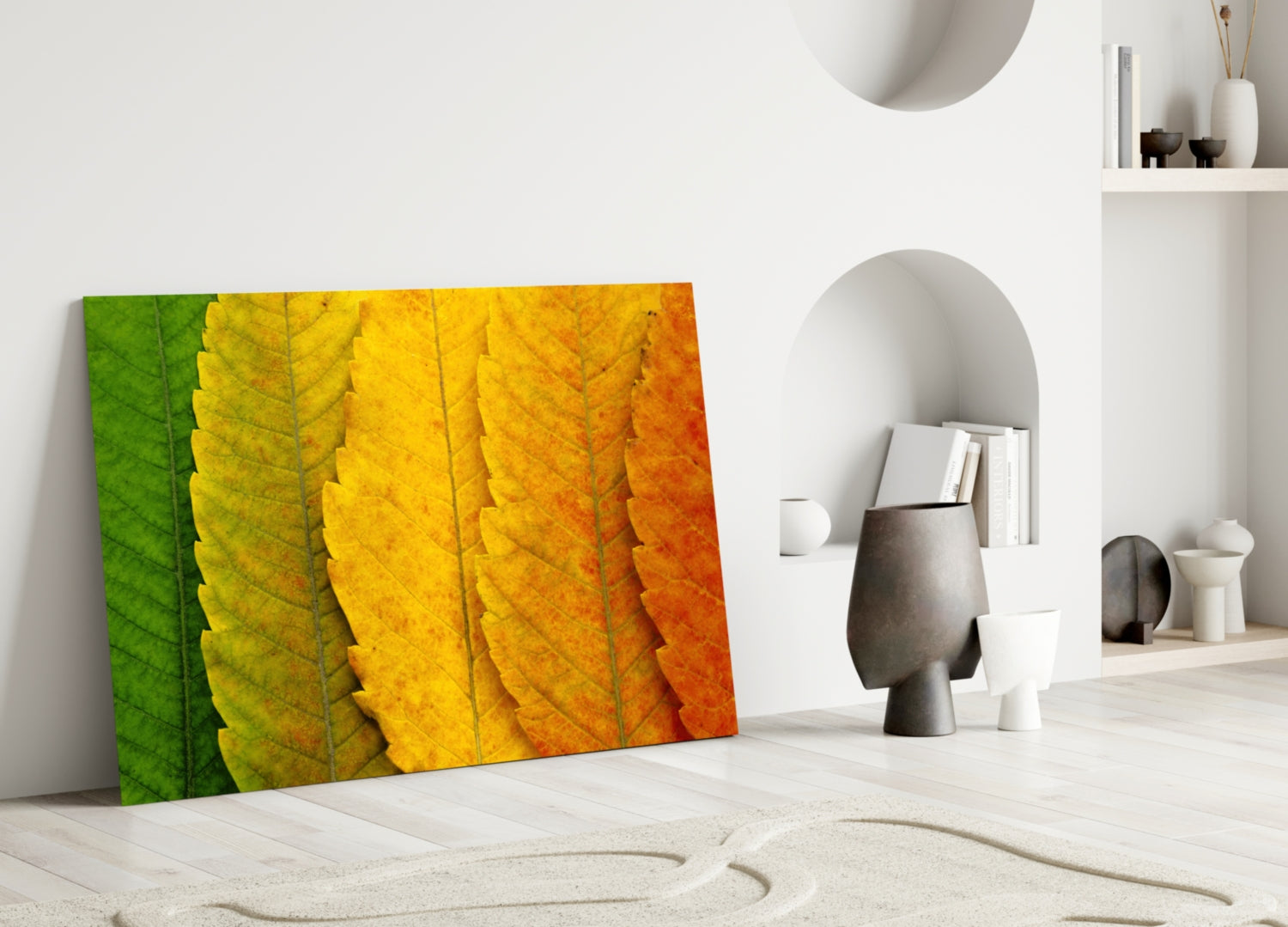 Macro Serrated Leaves Color Shift Glass Wall Art