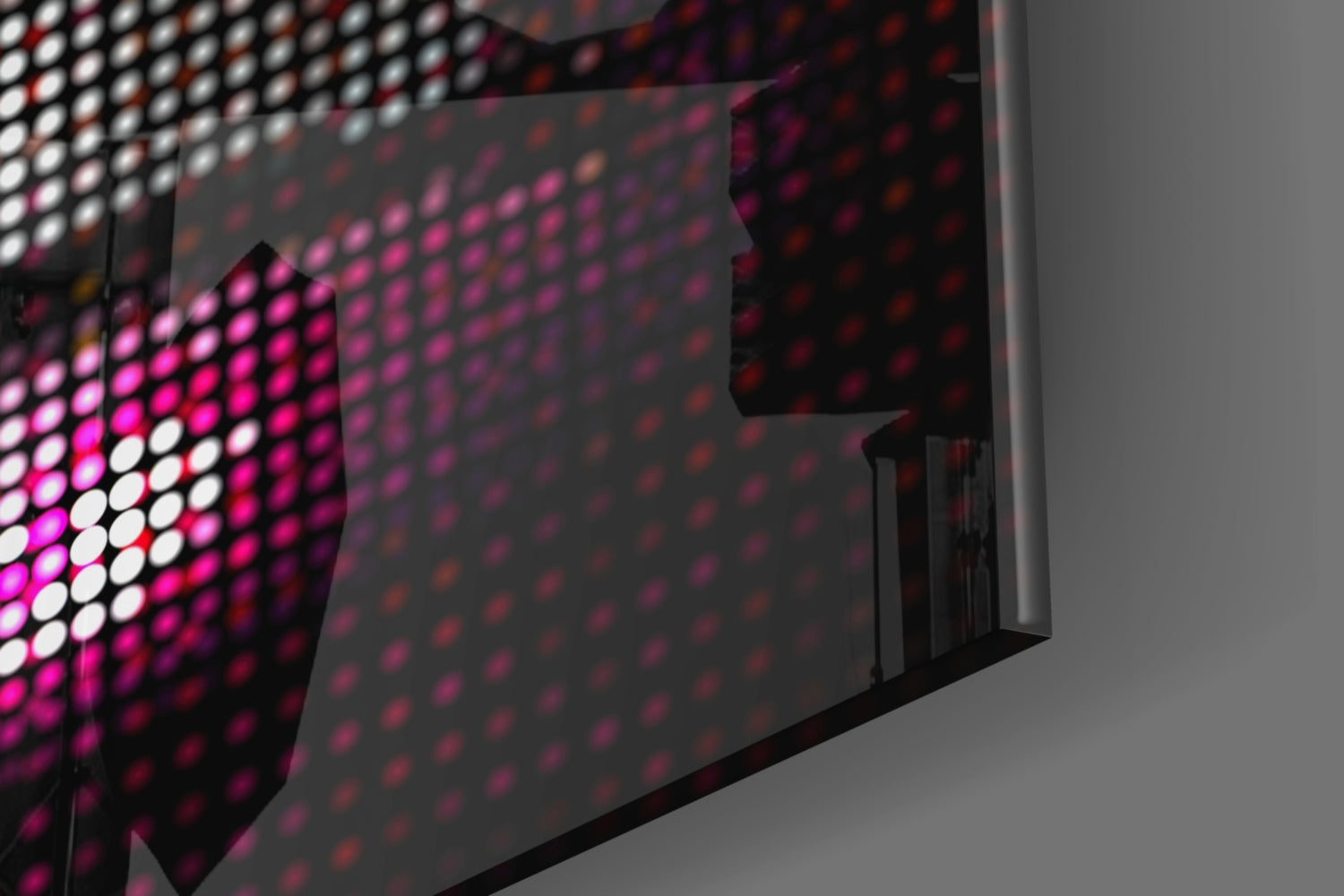 Pink Disco Dot Pixel Lips Glass Wall Art