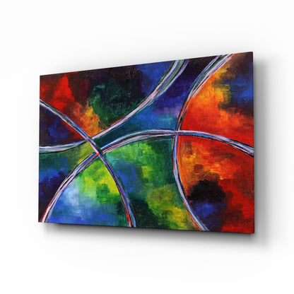 Rainbow Ribbon Circles Glass Wall Art