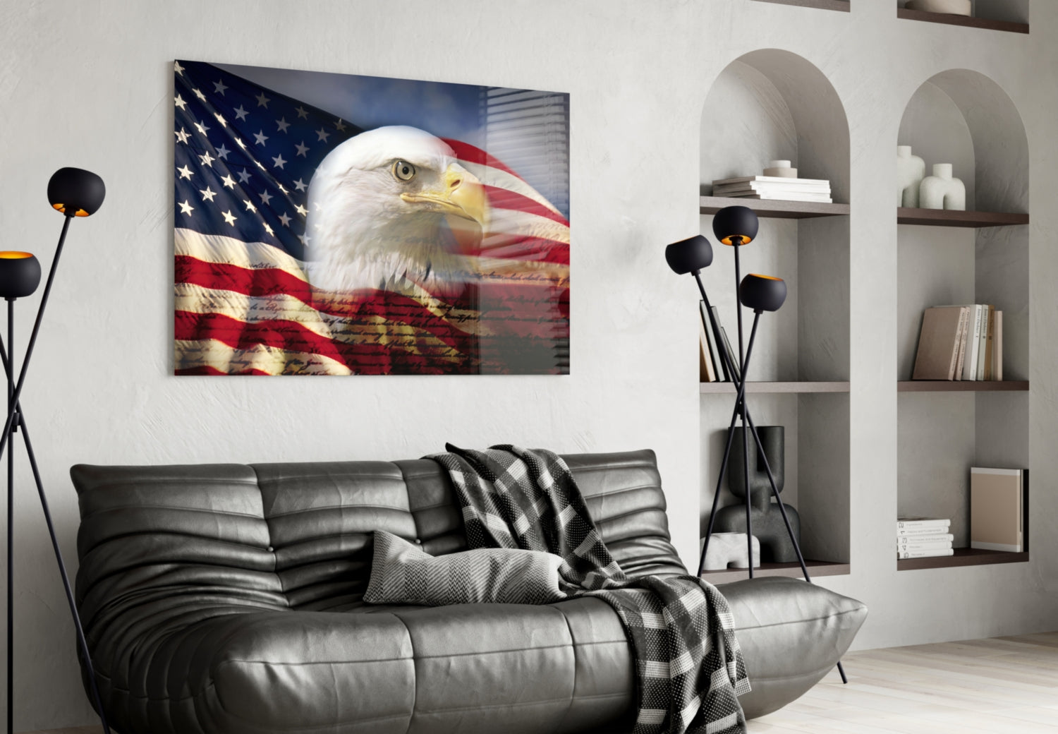Flag And Constitution American Eagle Glass Wall Art