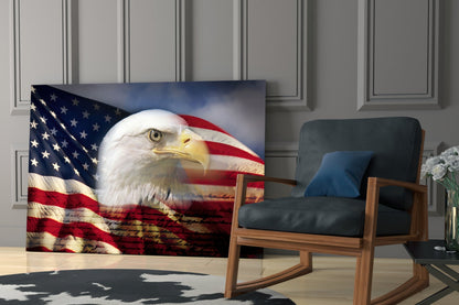 Flag And Constitution American Eagle Glass Wall Art