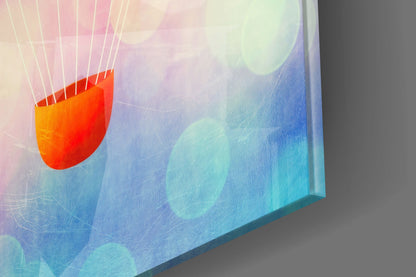Giant Rainbow Striped Balloon Closeup Glass Wall Art
