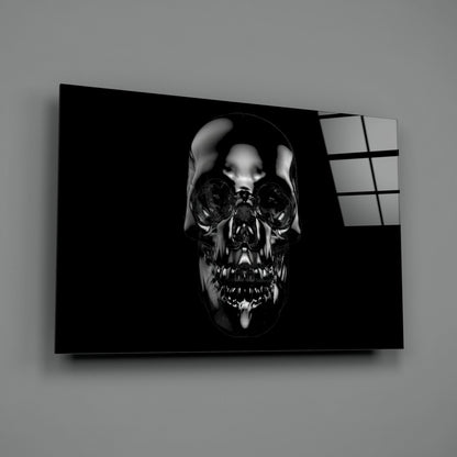 Dark Onyx Chrome Skull Glass Wall Art