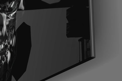 Dark Onyx Chrome Skull Glass Wall Art