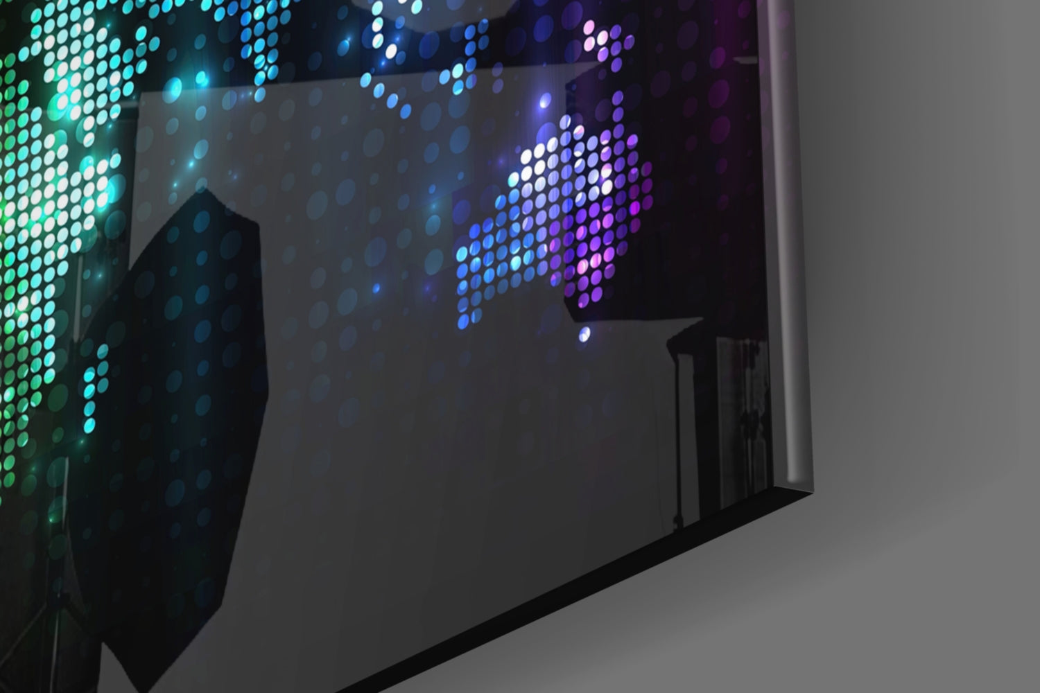 Pixel Rainbow World Map Glass Wall Art