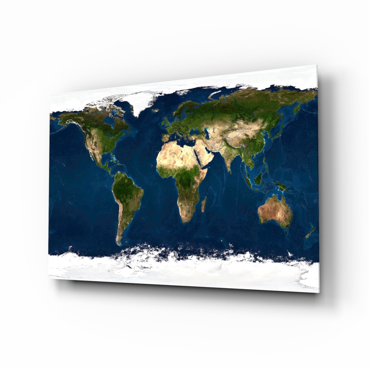 Satellite Earth World Map Glass Wall Art