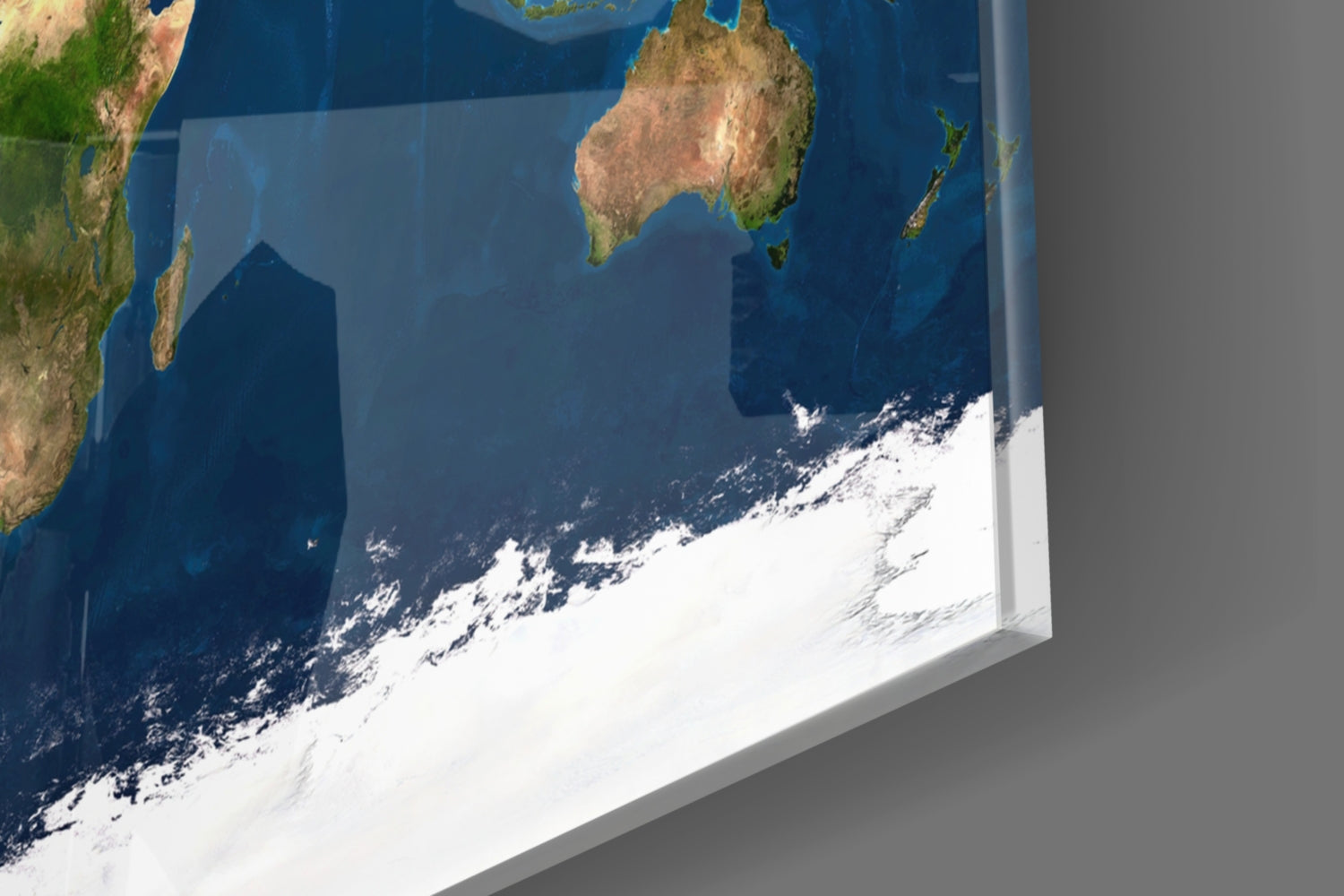 Satellite Earth World Map Glass Wall Art