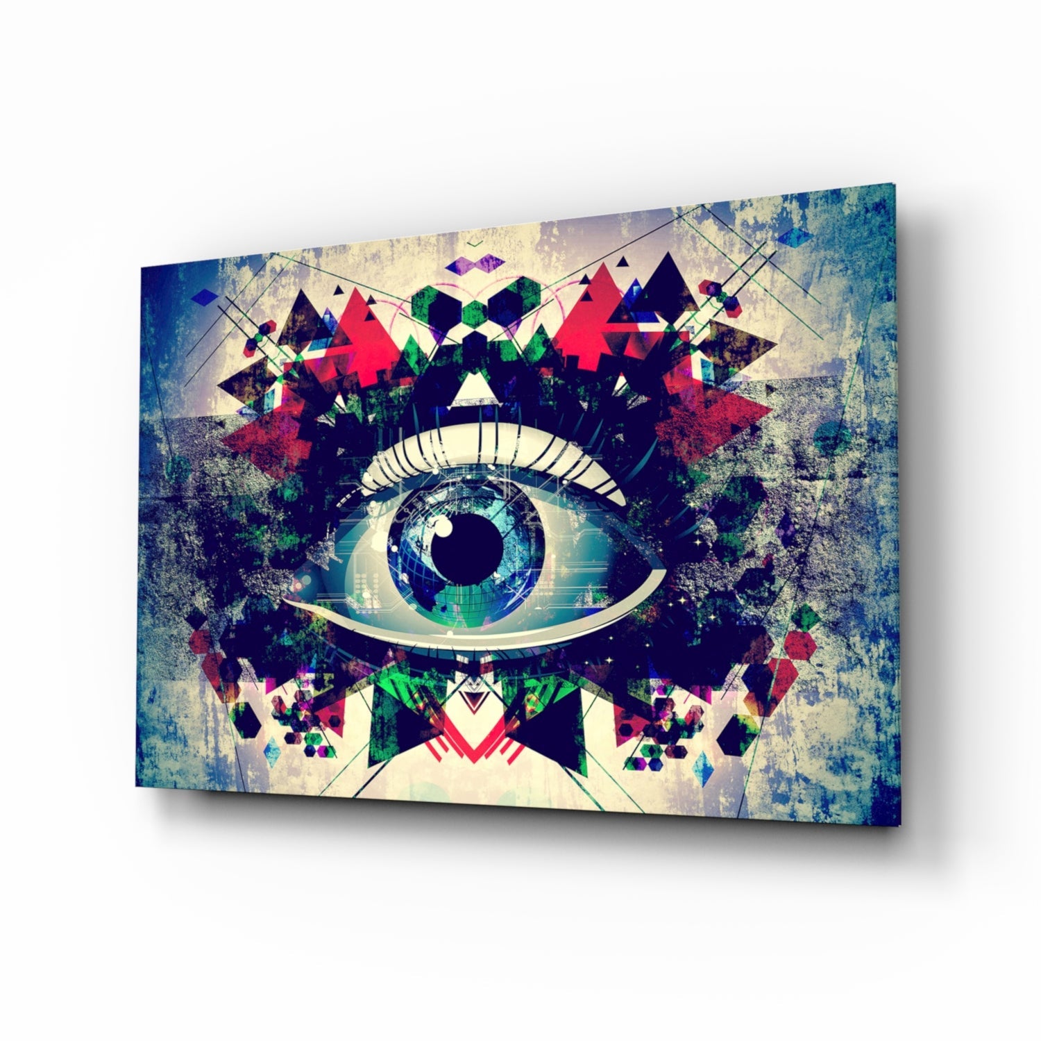 Kaleidoscope Triangle Cosmic Eye Glass Wall Art