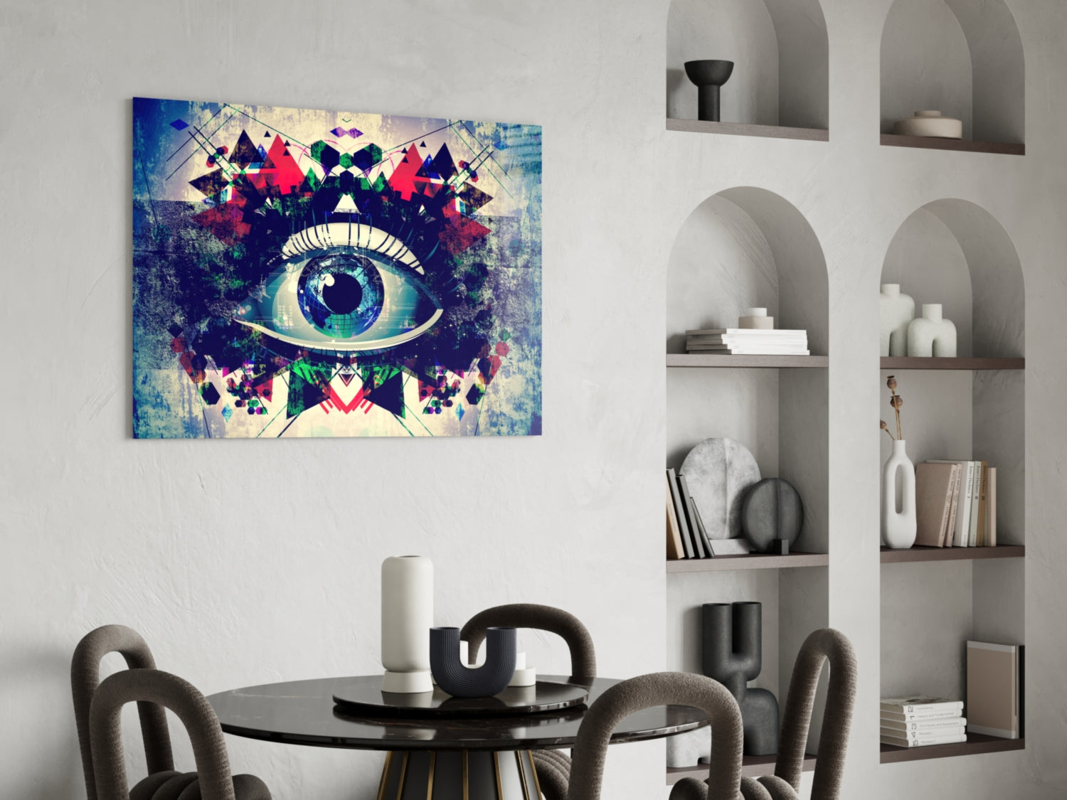 Kaleidoscope Triangle Cosmic Eye Glass Wall Art