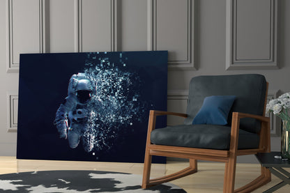 Shattering Pixel Astronaut Glass Wall Art