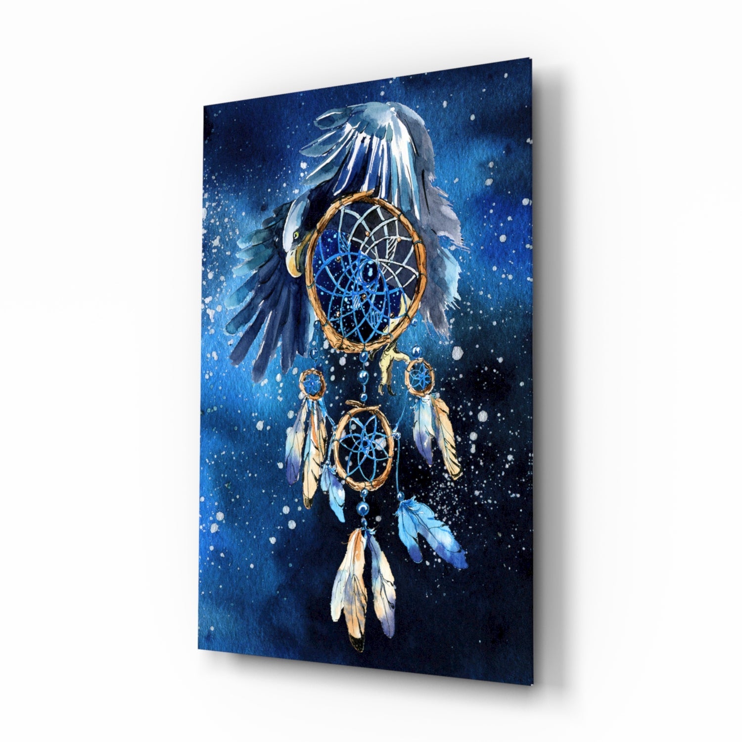 Eagle Wings Starry Dreamcatcher Glass Wall Art