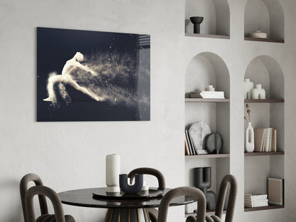 Sculpted Dancer Bursting Into Particles Glass Wall Art