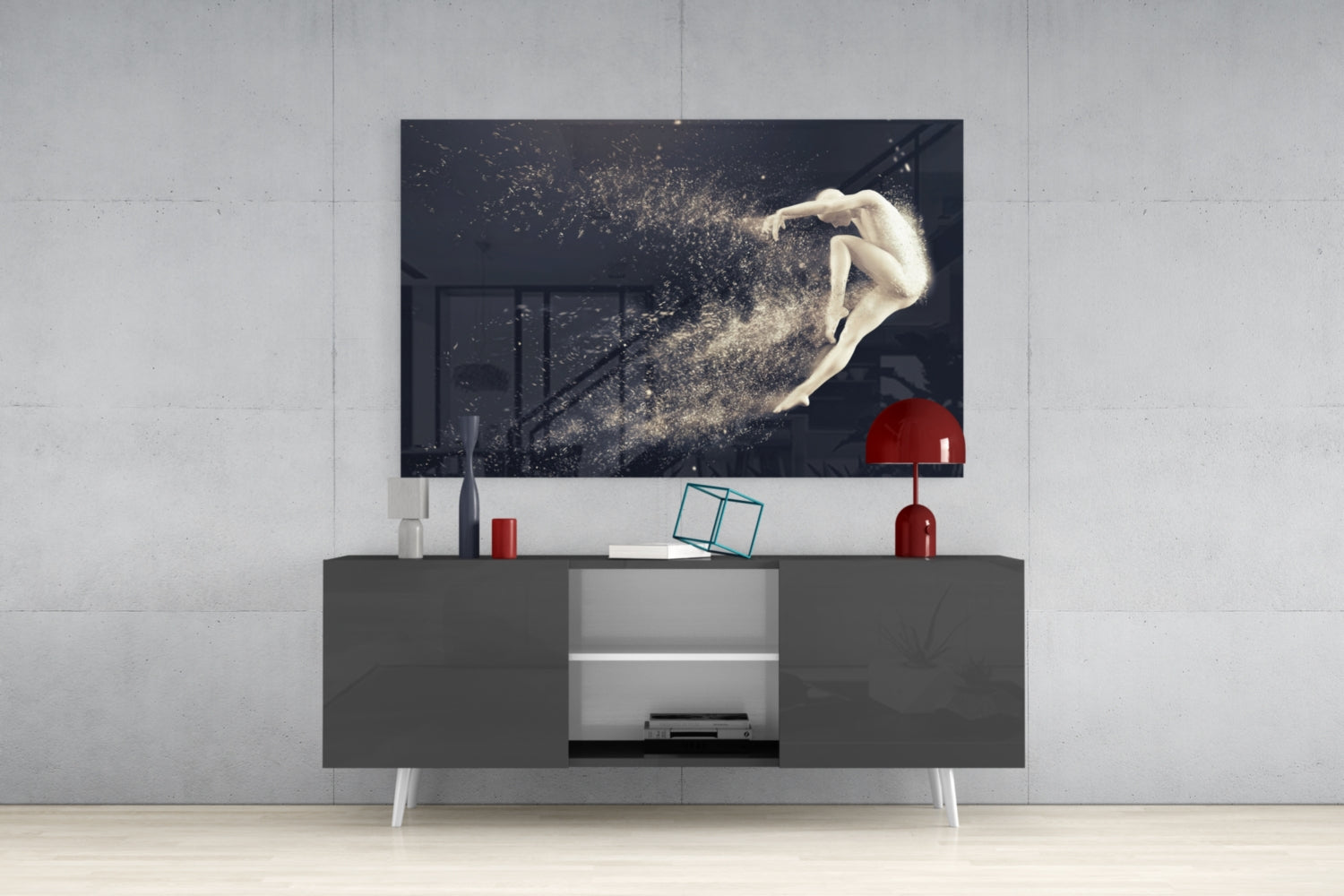 Leaping Dancer Dissolving Into Dust Glass Wall Art