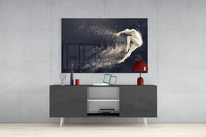 Leaping Dancer Dissolving Into Dust Glass Wall Art
