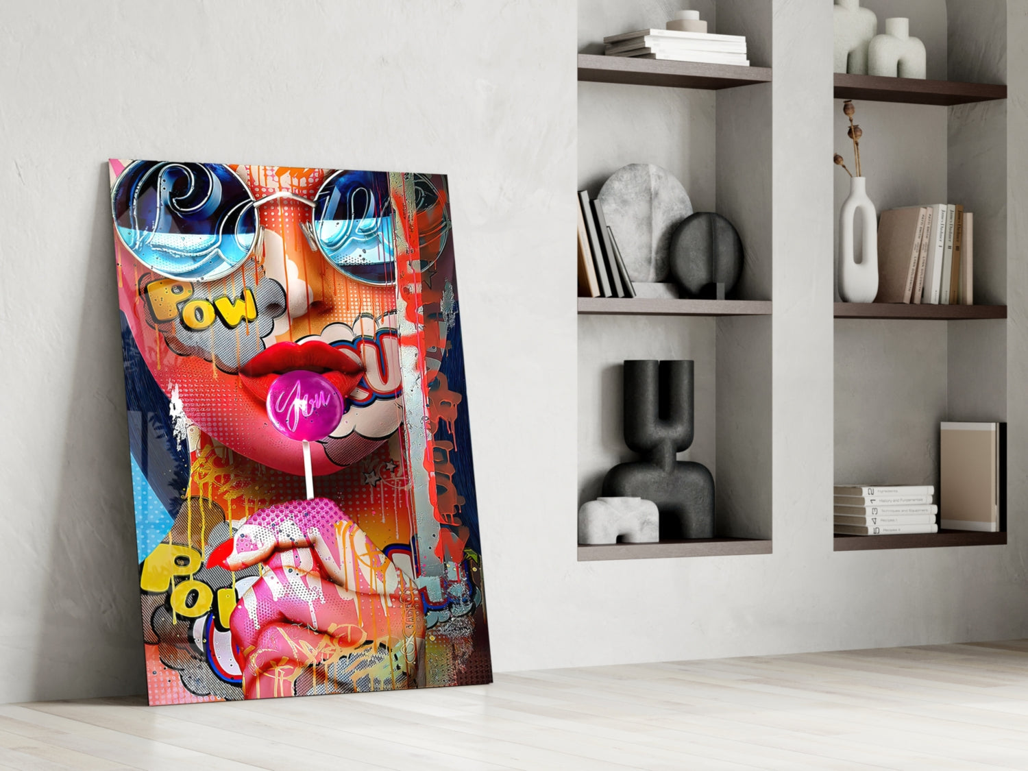 Pop Art Bubblegum Graffiti Face Glass Wall Art