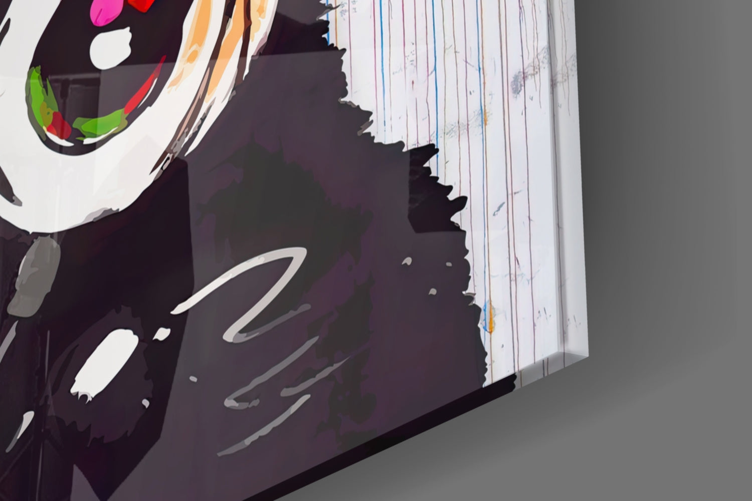 Ape With Headphones Dripping Paint Glass Wall Art