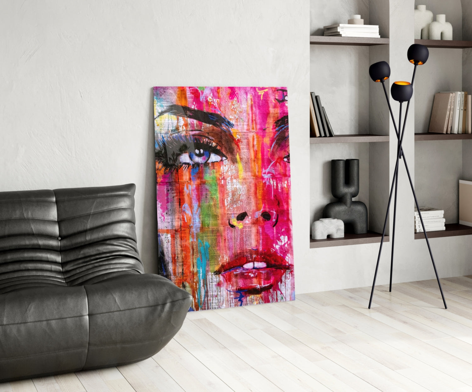 Pink Graffiti Pop Face Glass Wall Art