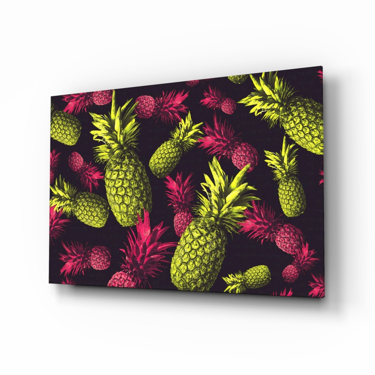 Tropical Pineapple Toss Print Glass Wall Art