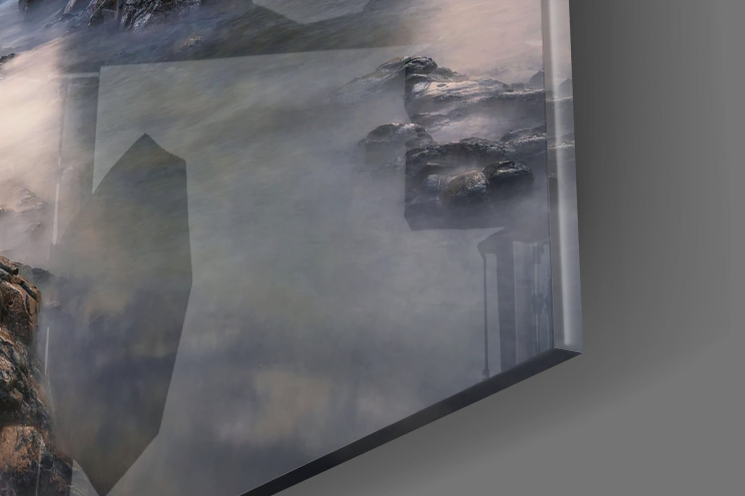 Long Exposure Sea Stacks at Dusk Glass Wall Art