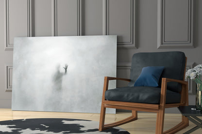Foggy Pane Reaching Hand Grey Glass Wall Art
