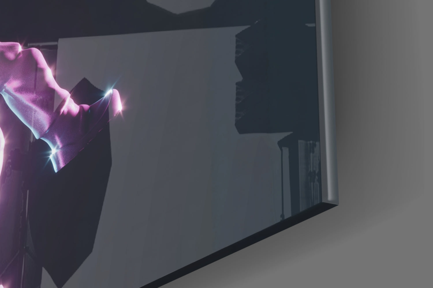 Neon Lit Floating Figure Glass Wall Art