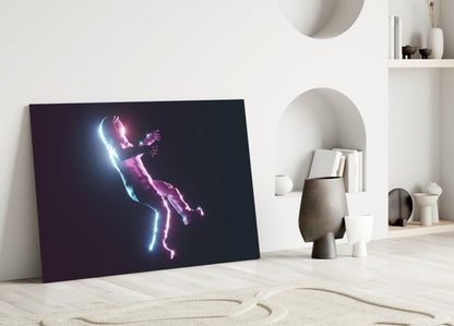 Neon Lit Floating Figure Glass Wall Art