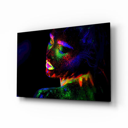 Green Blue Body Paint Side Profile Glass Wall Art