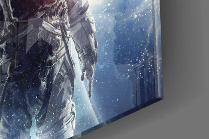 Cosmic Sun Flare Astronaut Glass Wall Art