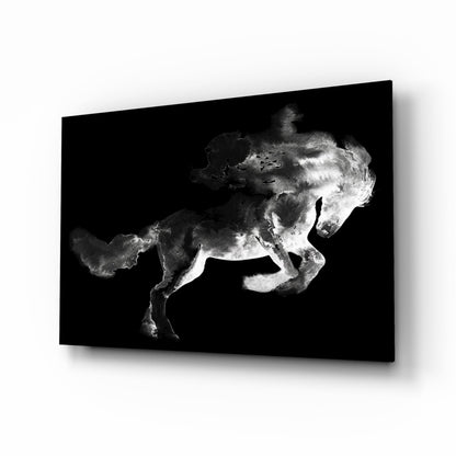 Rearing Smoke Horse Glass Wall Art